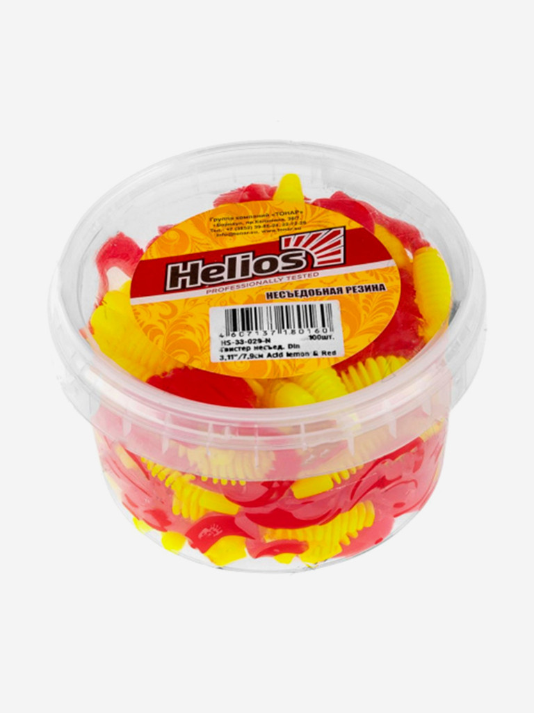 Мягкая приманка Helios Din, 3,11" / 7,9 см, Acid lemon & Red, 100 штук (HS-33-029-N)