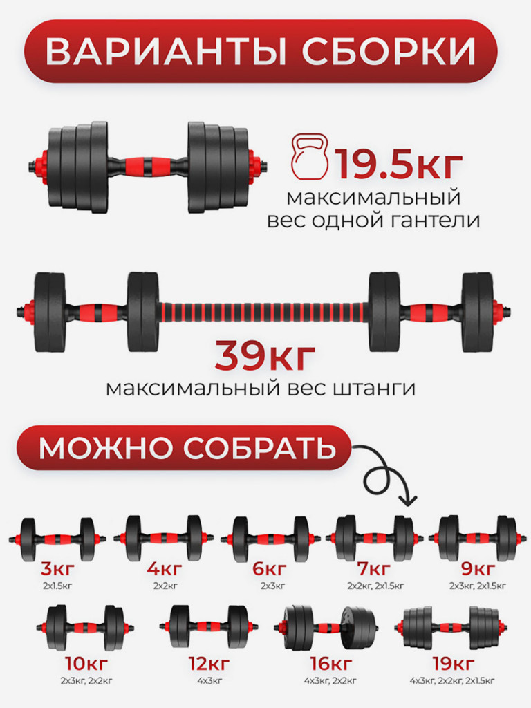 Гантели разборные 2шт по 19,5кг Гантели-в-Деле