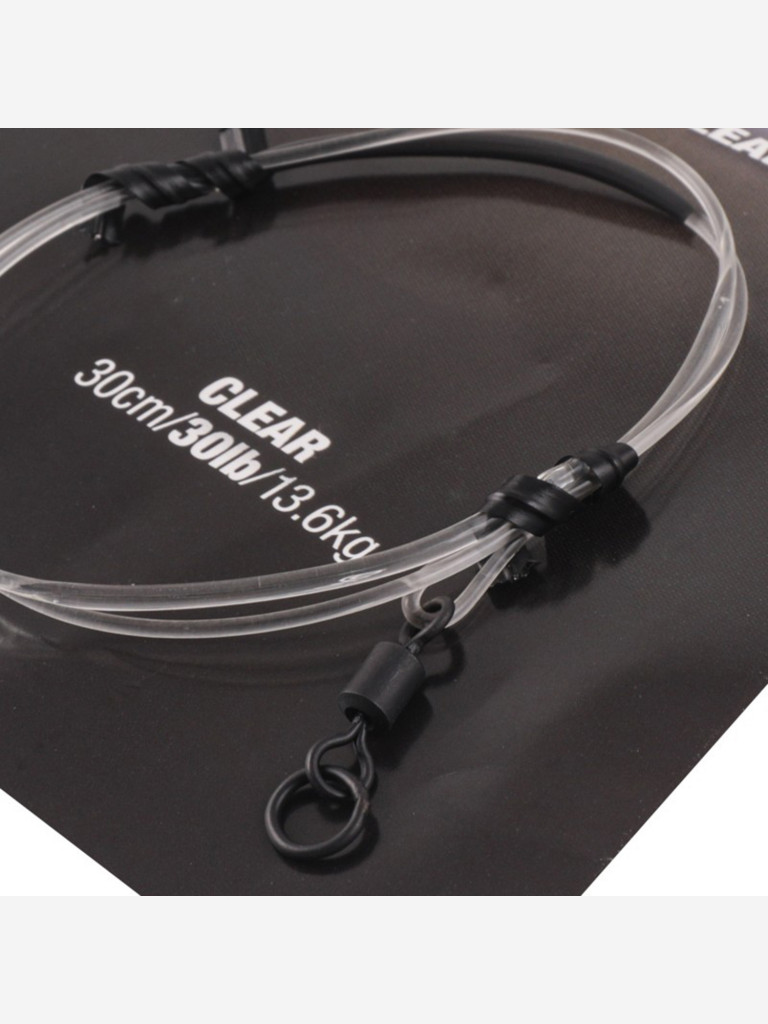 Поводковый материал Dark Matter Ring Swivel Clear KORDA 30lb 30см