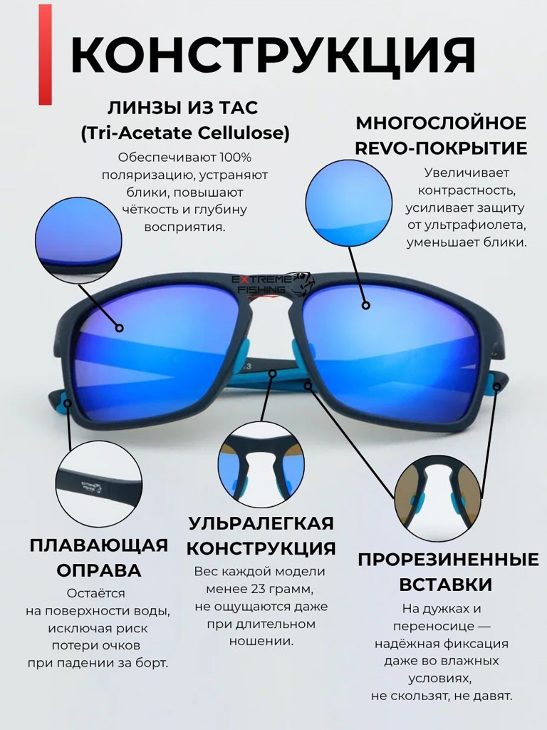 Очки солнцезащитные поляризационные Extreme Fishing Obsession OBS-145, линзы синий Revo, для рыбалки и вождения