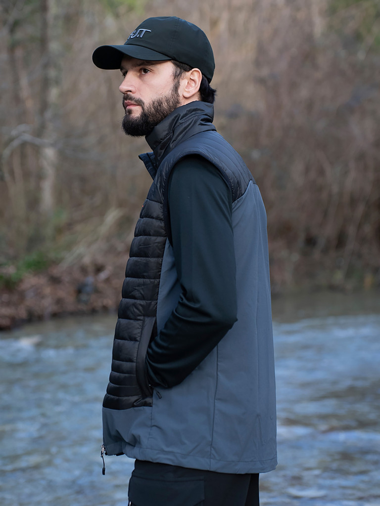 Жилет HUT SPIKE мужской для охоты, тёмно-серый / чёрный