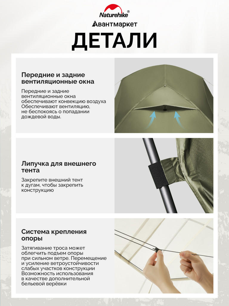 Палатка Naturehike Mongar CNK2550WS037 20D трехместная
