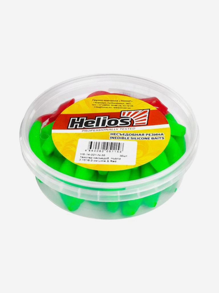 Мягкая приманка Helios Hybrid, 3,15" / 8,0 см, Lime & Red, 30 штук (HS-14-021-N-30)