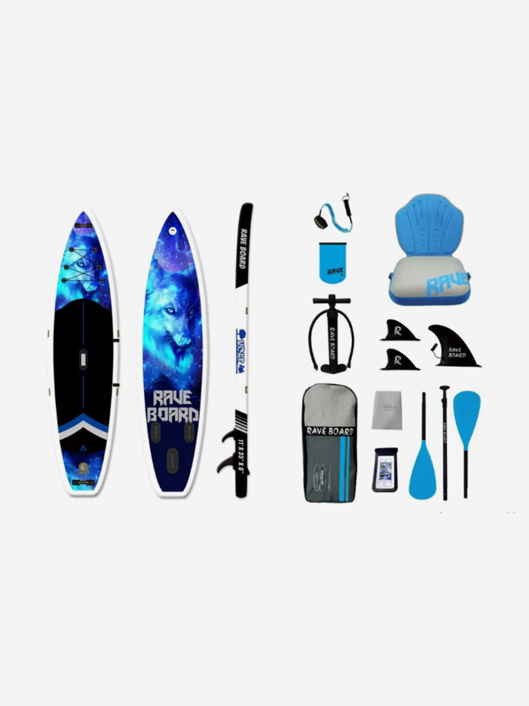 Надувной сапборд Rave Board RB27a Wolf (335*83*15) с сидушкой и двойным веслом
