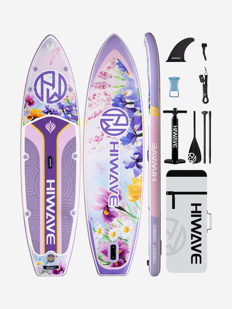 Надувная SUP-доска HIWAVE FOREST SERIES FLOWER PURPLE, 11' 335*86*15 см, до 190 кг