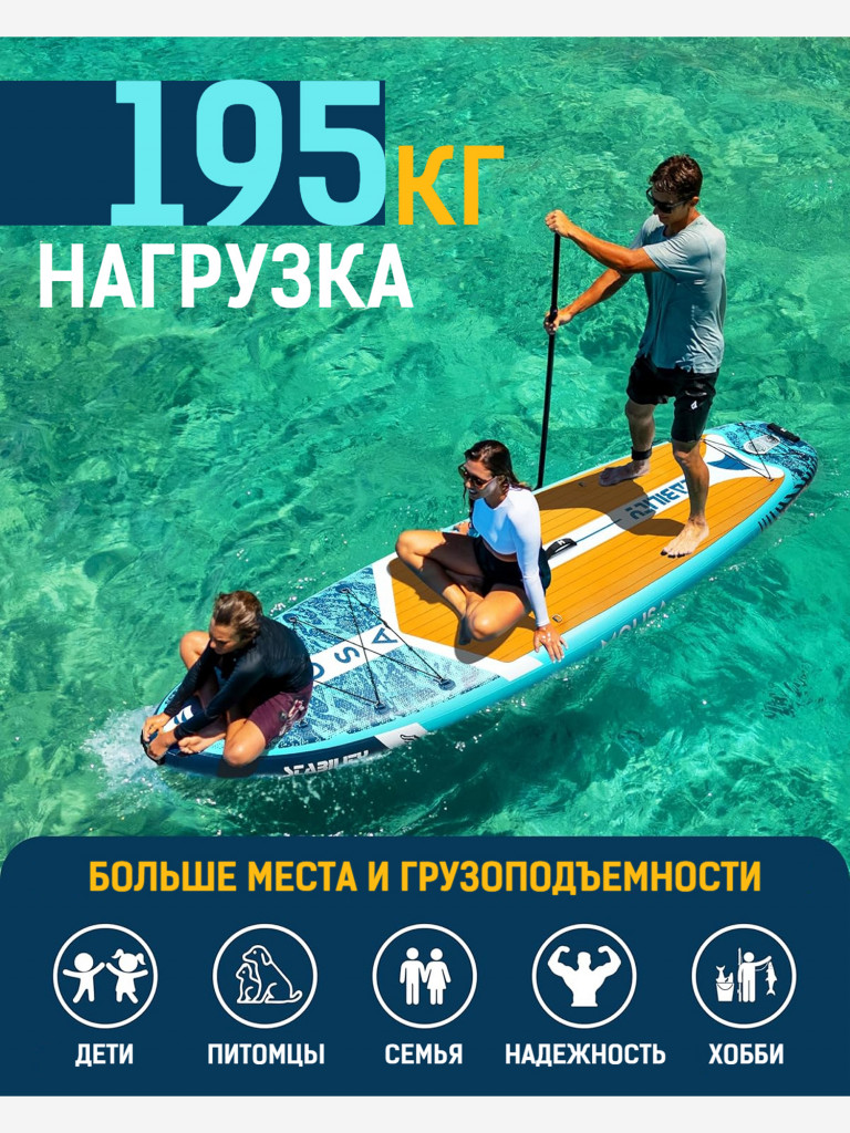 Надувная SUP-доска MOUSA MISTY BLUE, 11' 335*86*15 см сапборд