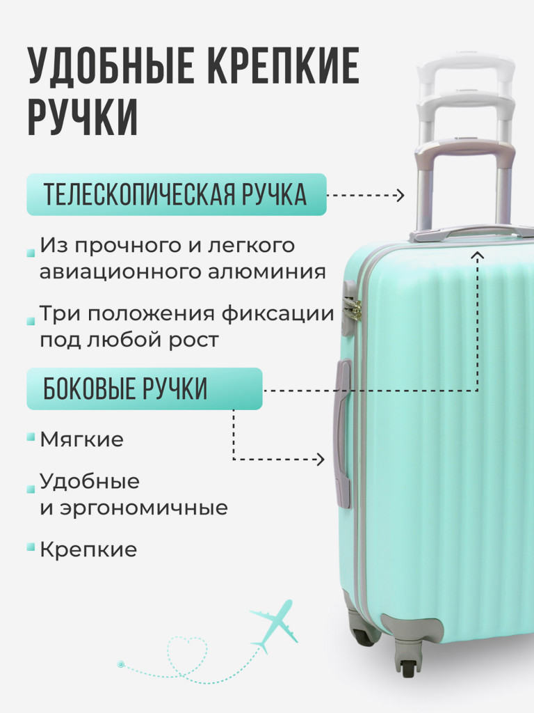 Чемодан Tevin s ручная кладь пластиковый неубиваемый