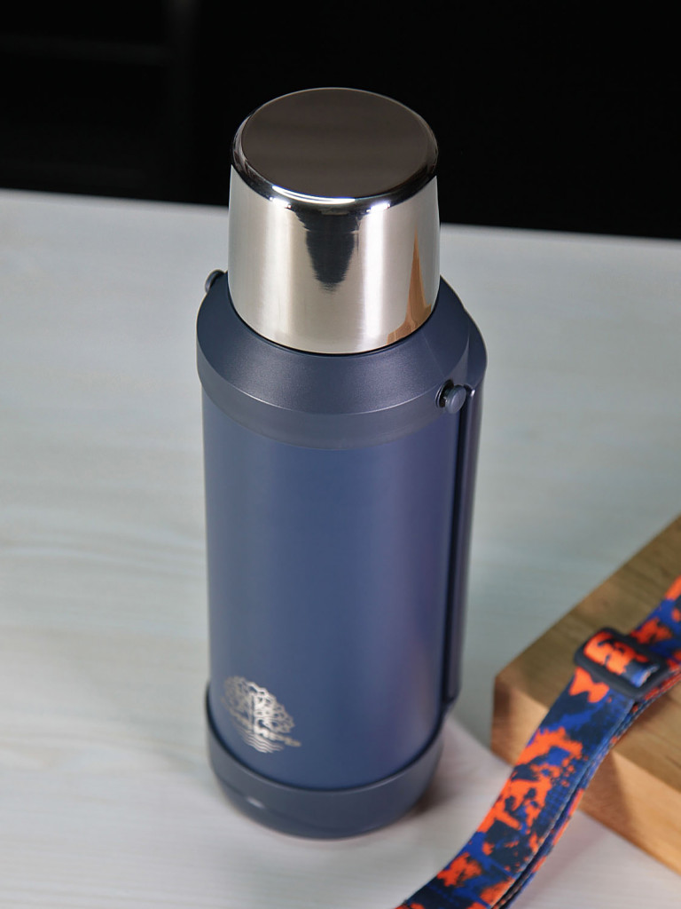 Термос 1.8л СИБИРЬ "Синий лен" с плечевым ремнем