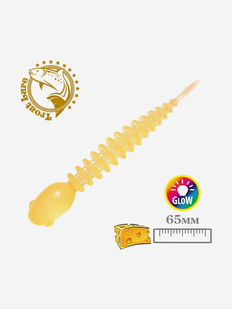 Силикон TROUT LURE (SANSAN) в банке, GOLOVASTIK 65, СЫР, COL. 106 (Clear Orange/Orange Glow), (12шт)