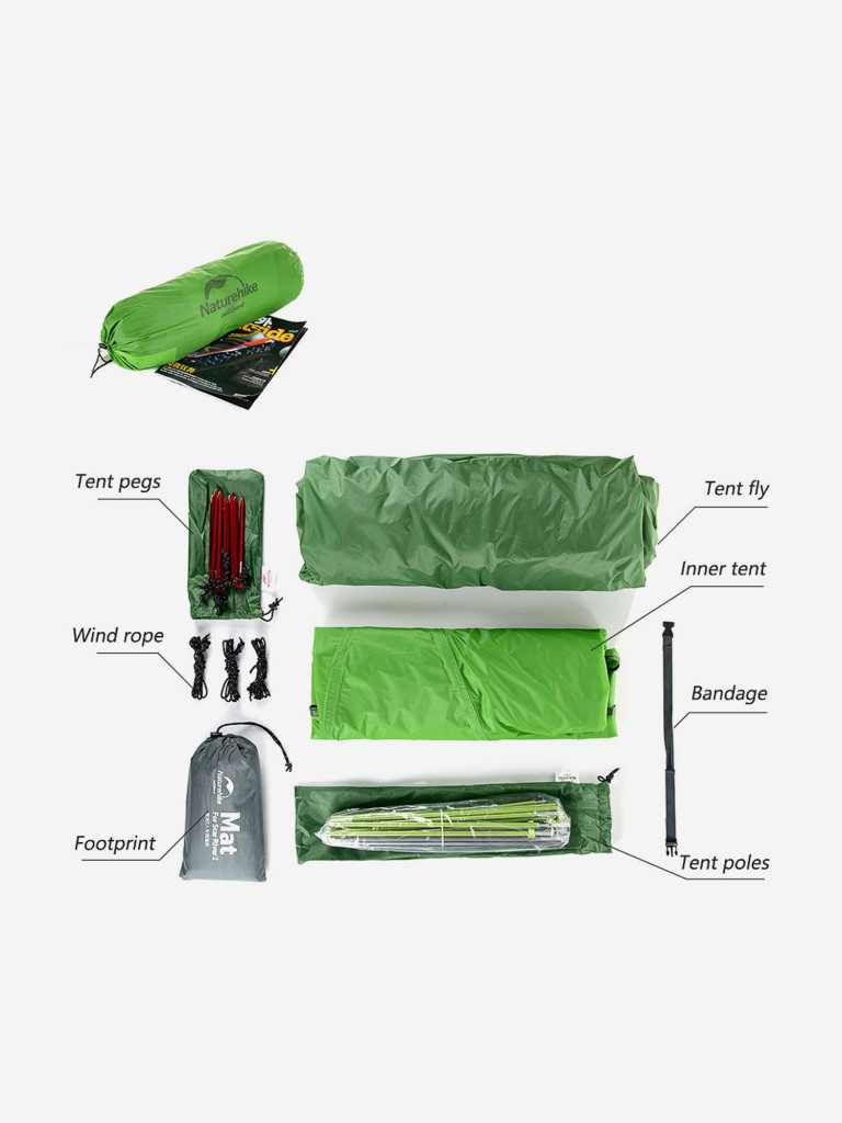 Палатка Naturehike Star-river Si 2-местная, алюминиевый каркас, сверхлегкая, зеленый