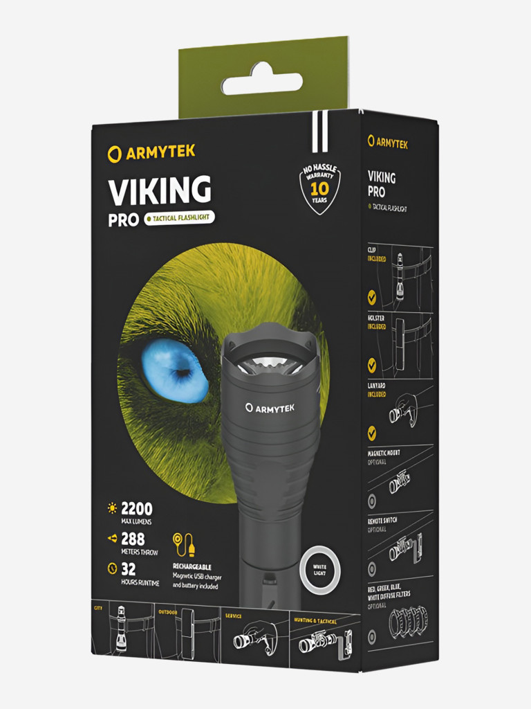 Фонарь ручной тактический Armytek Viking Pro Magnet USB, холодный свет