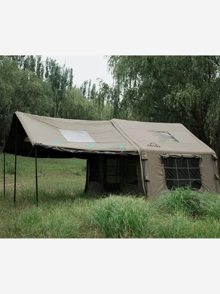 Надувная палатка Coody 8.0 PRO Army Green, 8 м², 2–4 человека, 2 входа, навес
