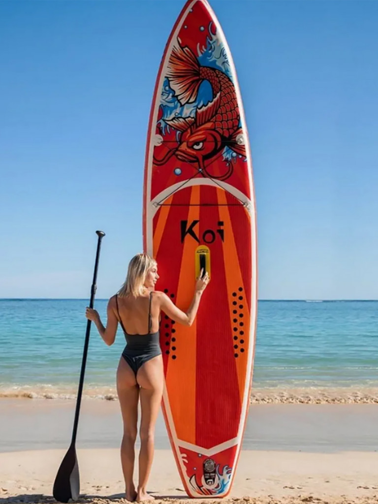 Надувная SUP доска Terbo KOI 11'6 (красный Сап Рыба дракон) для прогулок по воде