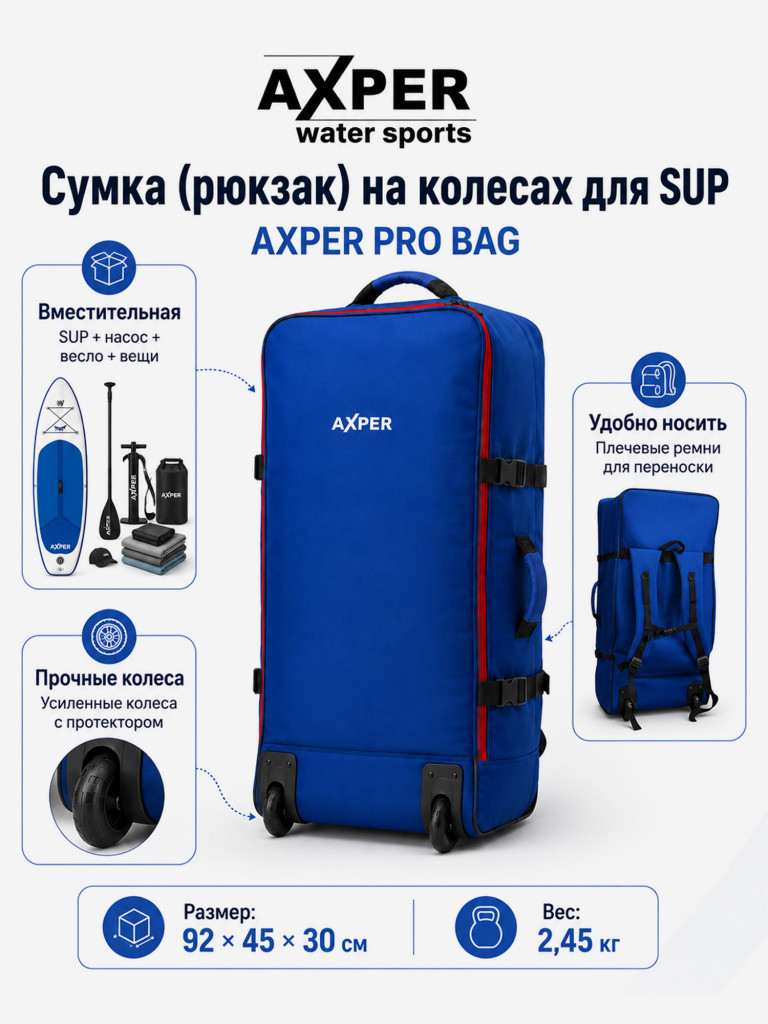 Сумка (рюкзак) на колесах для сапборда AXPER PRO BAG