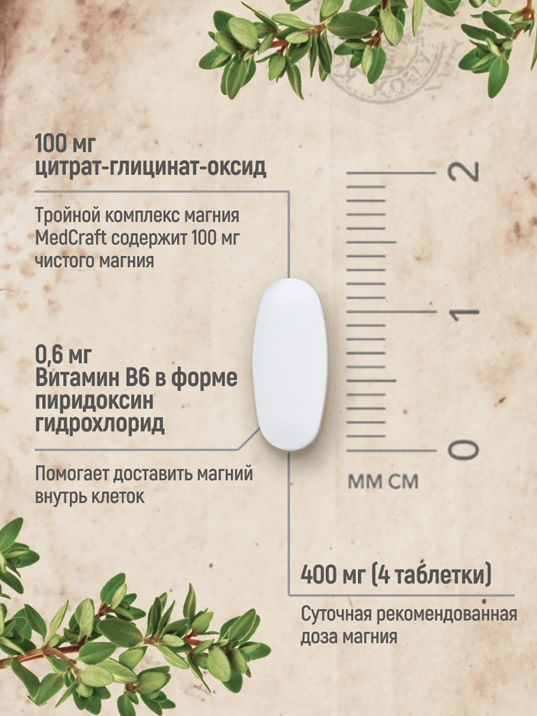 Магний B6 для женщин MedCraft, 400 мг, 60 табл.