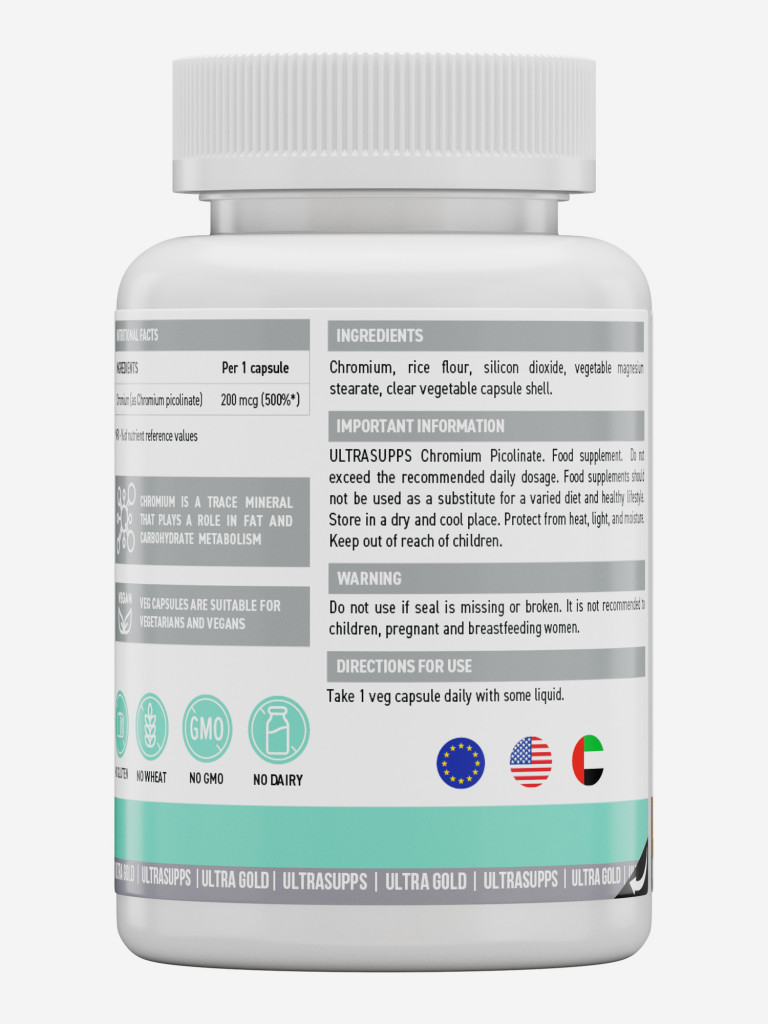 Пиколинат хрома Ultrasupps Ultra Gold, 60 шт