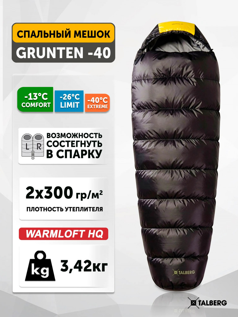 Спальный мешок TALBERG GRUNTEN -40C, левый