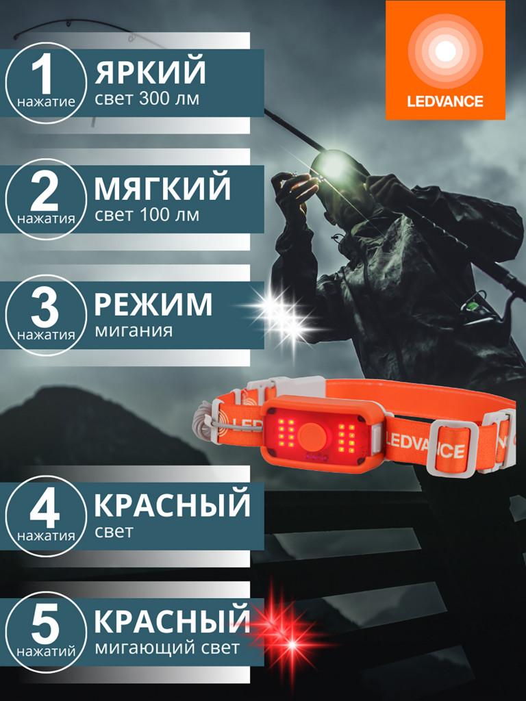 LEDVANCE Светодиодный фонарь гибкий налобный, аккумуляторный