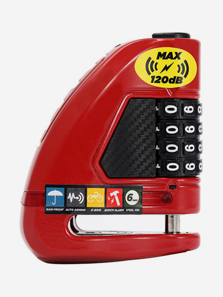 Велосипедный замок Ulac Air Alarm Combo Disc Lock Red