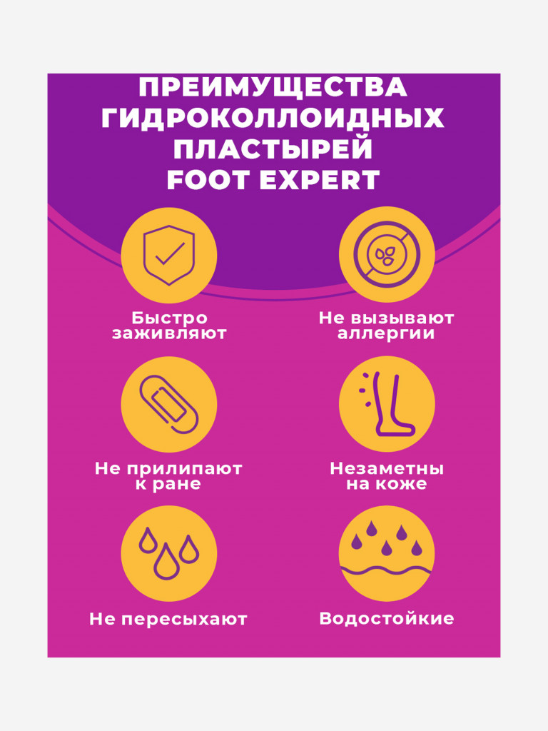 Гидроколлоидный пластырь FOOT EXPERT 2.8х4.6 см