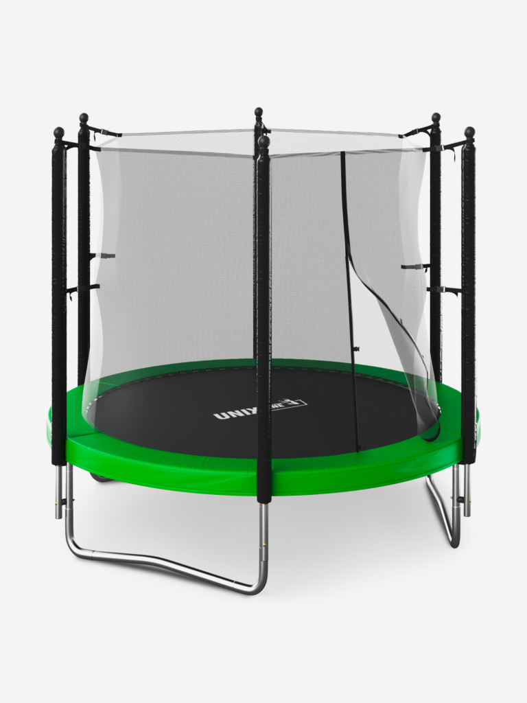Батут каркасный UNIX Line Simple 8 ft Green с внутренней защитной сеткой, общий диаметр 244 см, до 140 кг