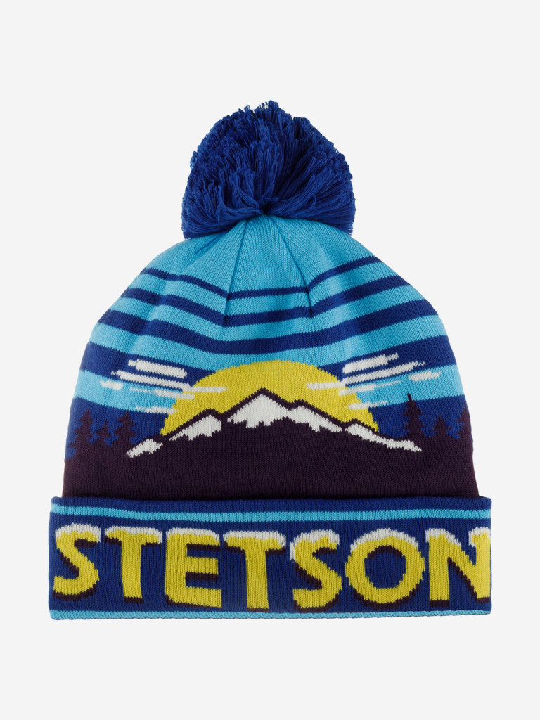 Шапка с отворотом STETSON 8599135 BEANIE POMPOM STETSON FREESTYLE (синий)