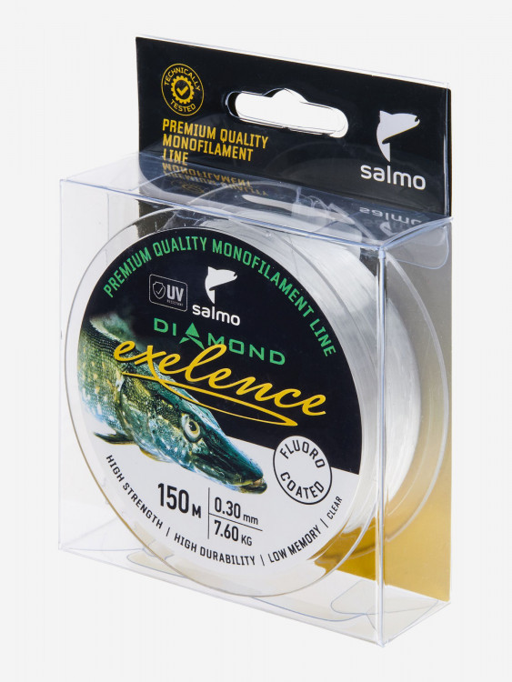 Леска флюорокарбон для летней рыбалки Salmo Diamond EXELENCE FLUORO COATED Clear монофильная длина 150 м, диаметр 0,30 мм