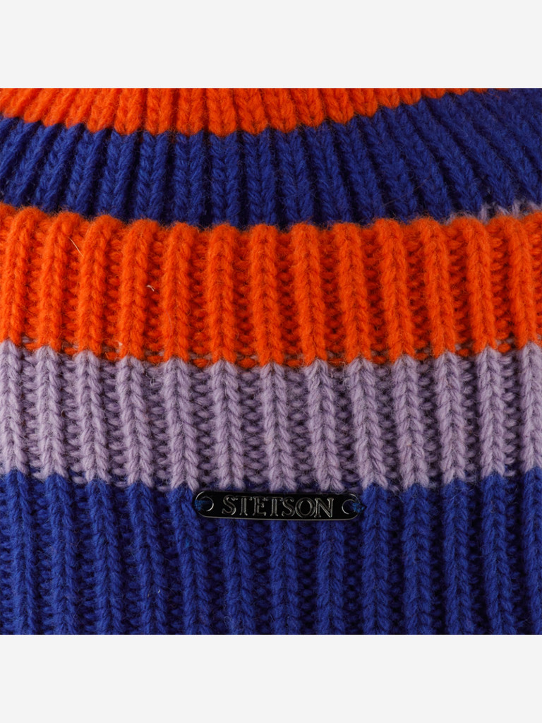 Шапка с отворотом STETSON 8599392 BEANIE STRIPES WOOL STETSON FREESTYLE (синий)