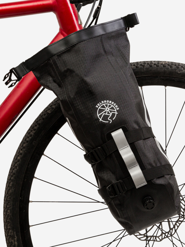 Гермосумка на вилку VELOHOROSHO Nylon, 6 л., черный/белый, FP02