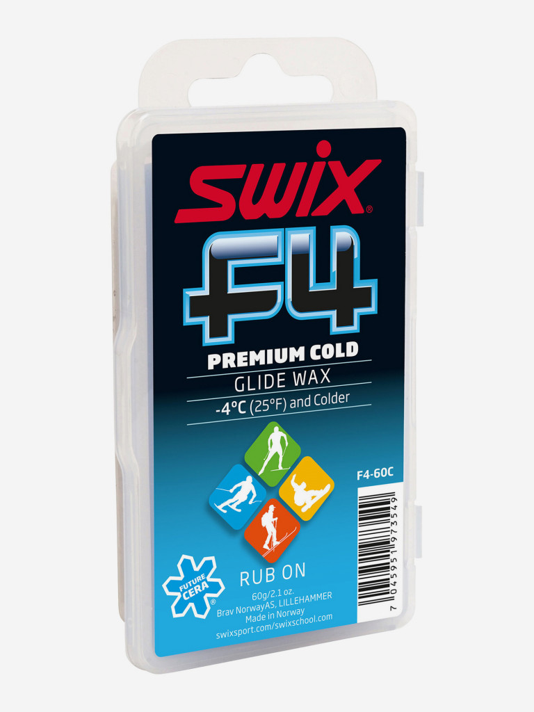 Мазь скольжения Swix F4 Premium Cold, твердая с пробкой, 60 гр