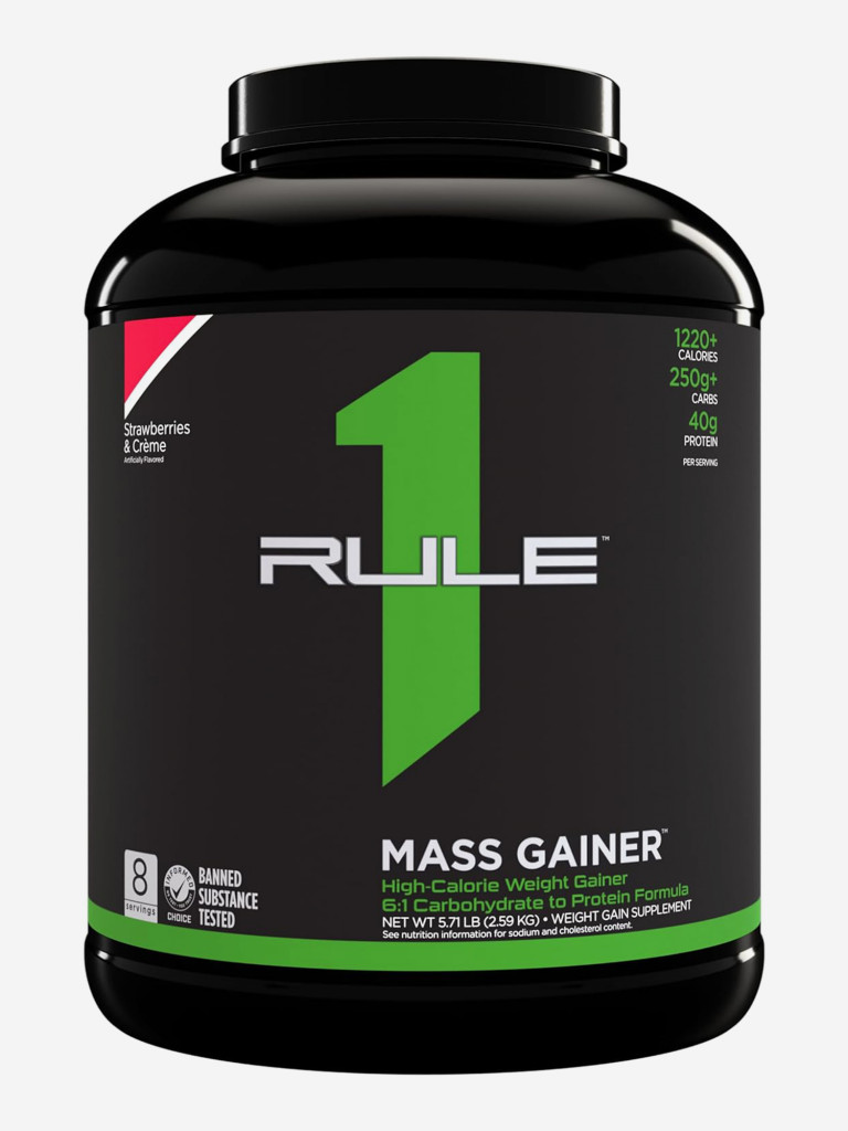 Гeйнeр Rule 1 Mass Gainer, 2590 г, Клубника и сливки
