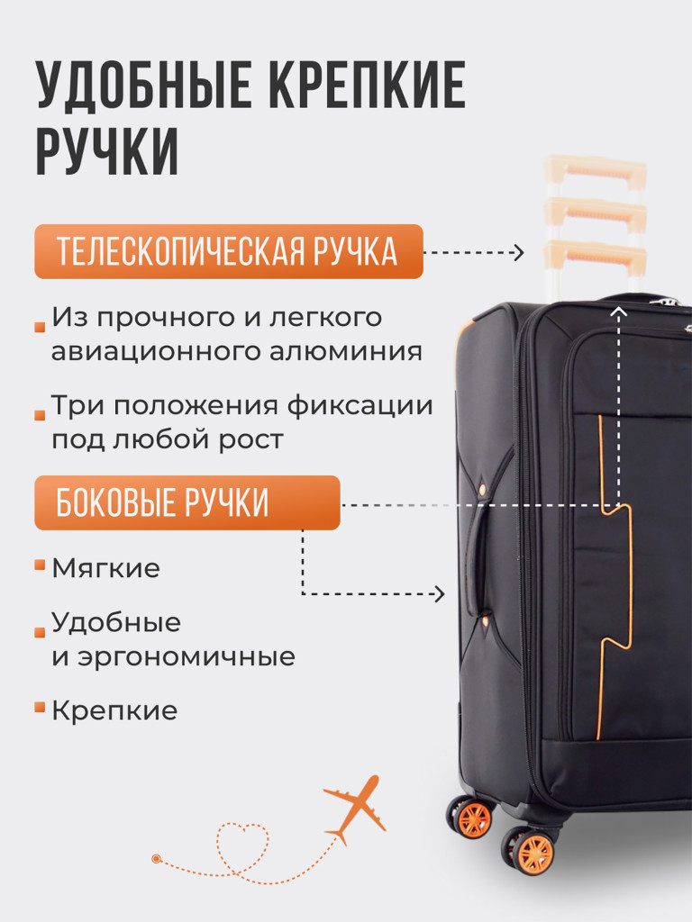 Чемодан Tevin s ручная кладь тканевый неубиваемый