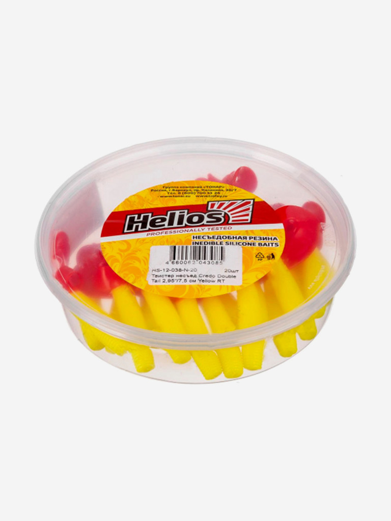 Мягкая приманка Helios Credo Double Tail, 2,95" / 7,5 см, Yellow RT, 20 штук (HS-12-038-N-20)