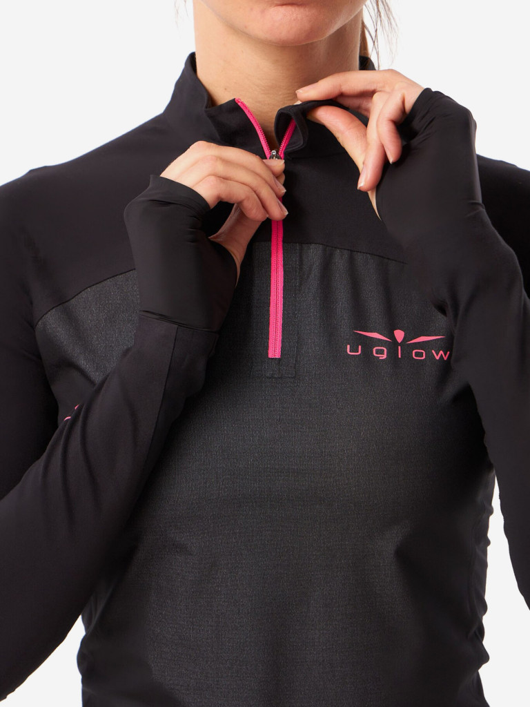 Лонгслив с мембранной вставкой женский UGLOW, черный розовый
