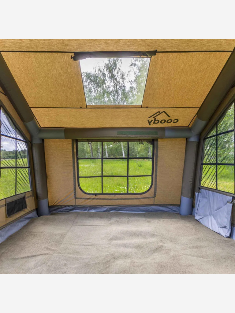 Надувная палатка Coody 8.0 Army Green, 320×250×220 см, 2–4 человека, 2 входа, навес