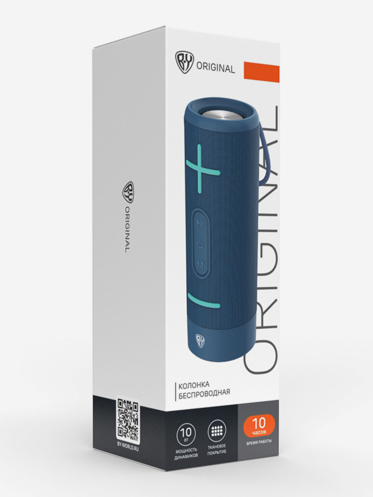 BY Колонка беспроводная Storm 10Вт, 1800мАч, BT5.0, USB, Micro-SD, AUX, тканевый корпус, синий