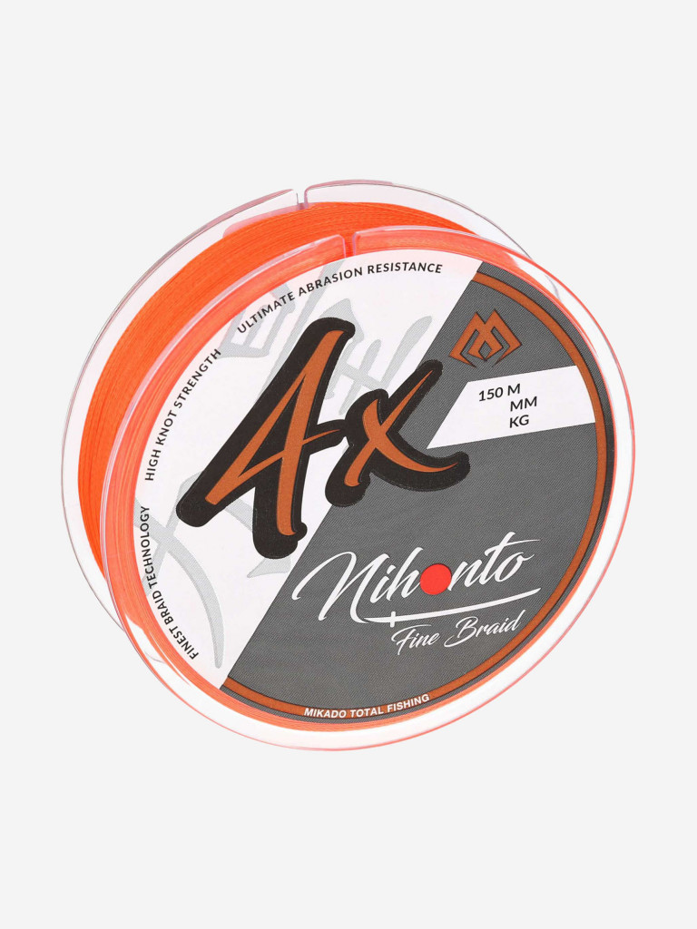 Плетеный шнур Mikado NIHONTO FINE BRAID 0,23 orange (150 м) - 20,20 кг.