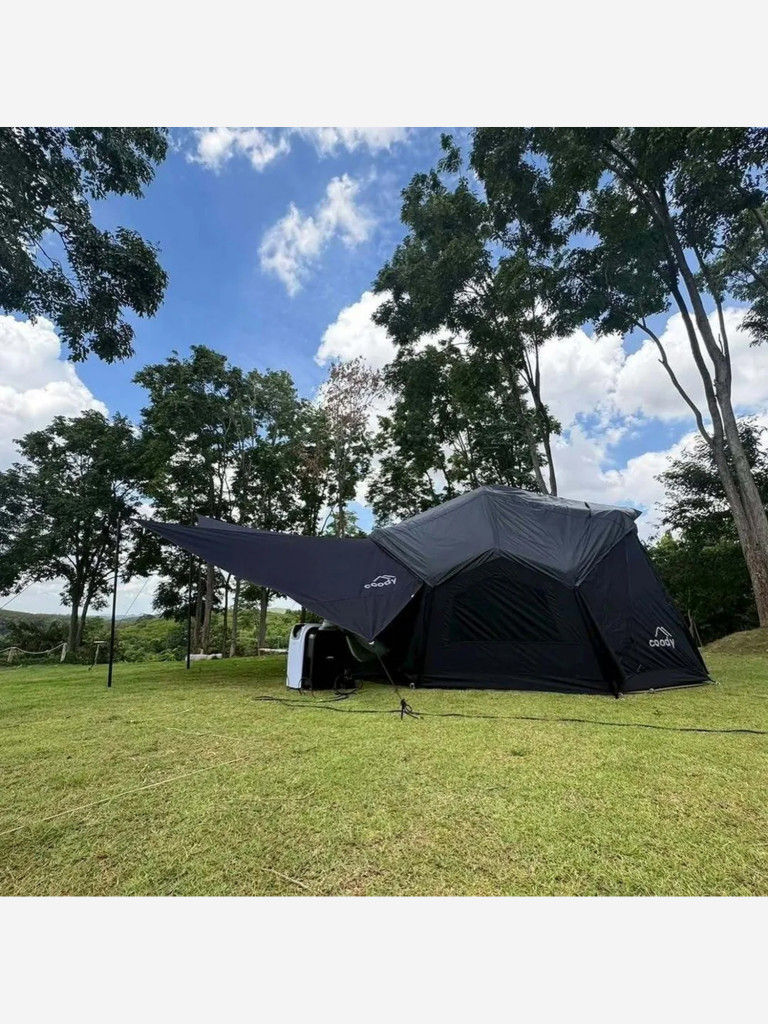 Надувная палатка Coody BESTONA Black, 380×380×275 см, 2–4 человека, 2 входа, навес