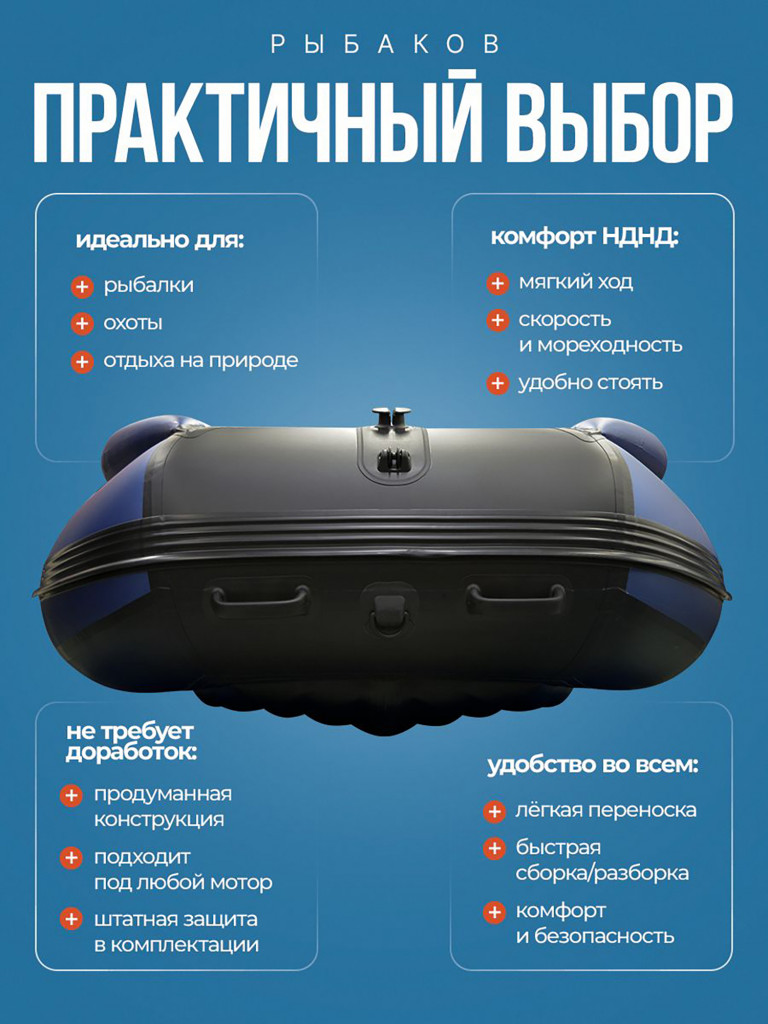 Лодка пвх под мотор Хантер 420 FA сине/черный