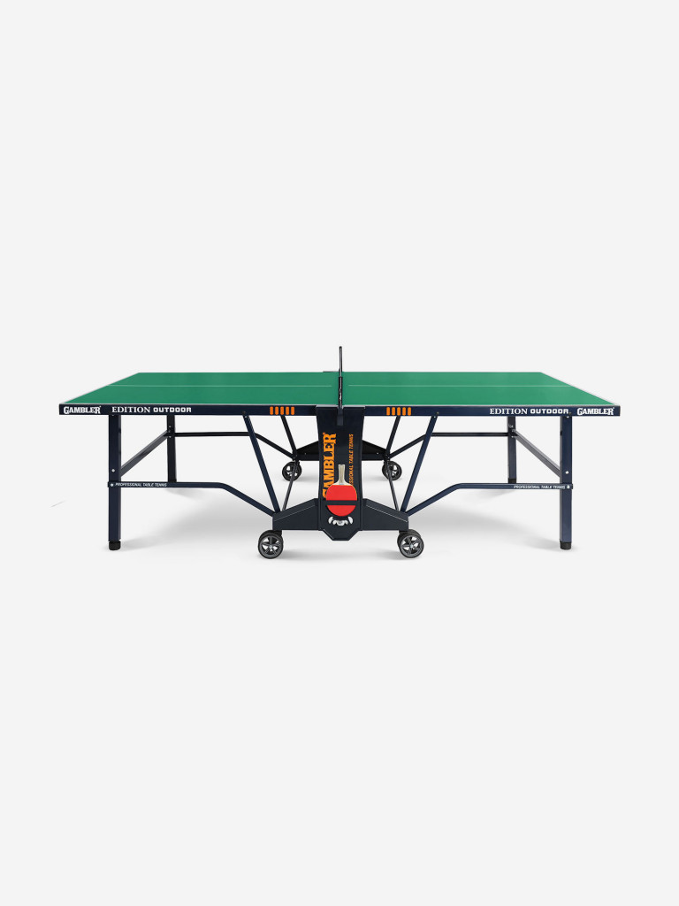 Стол теннисный всепогодный, для улицы, для дачи, для школы GAMBLER Edition Outdoor Зеленый, профессиональный, складной, с встроенной сеткой и колесами