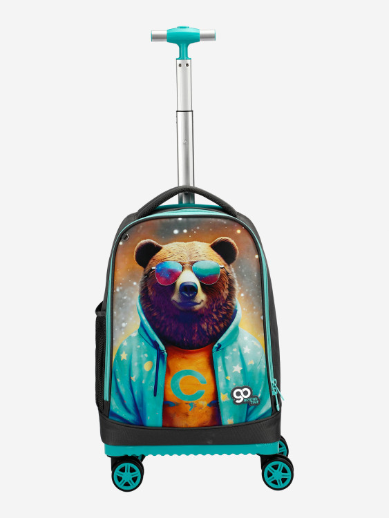 Чемодан детский BEYOND TIME D01 Медведь студент серый