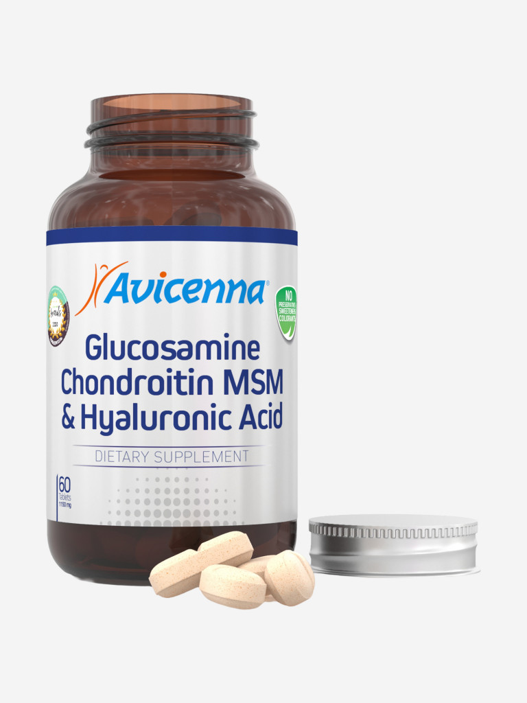 Минералы Avicenna глюкозамин хондроитин msm и гиалуроновая кислота, 60 шт