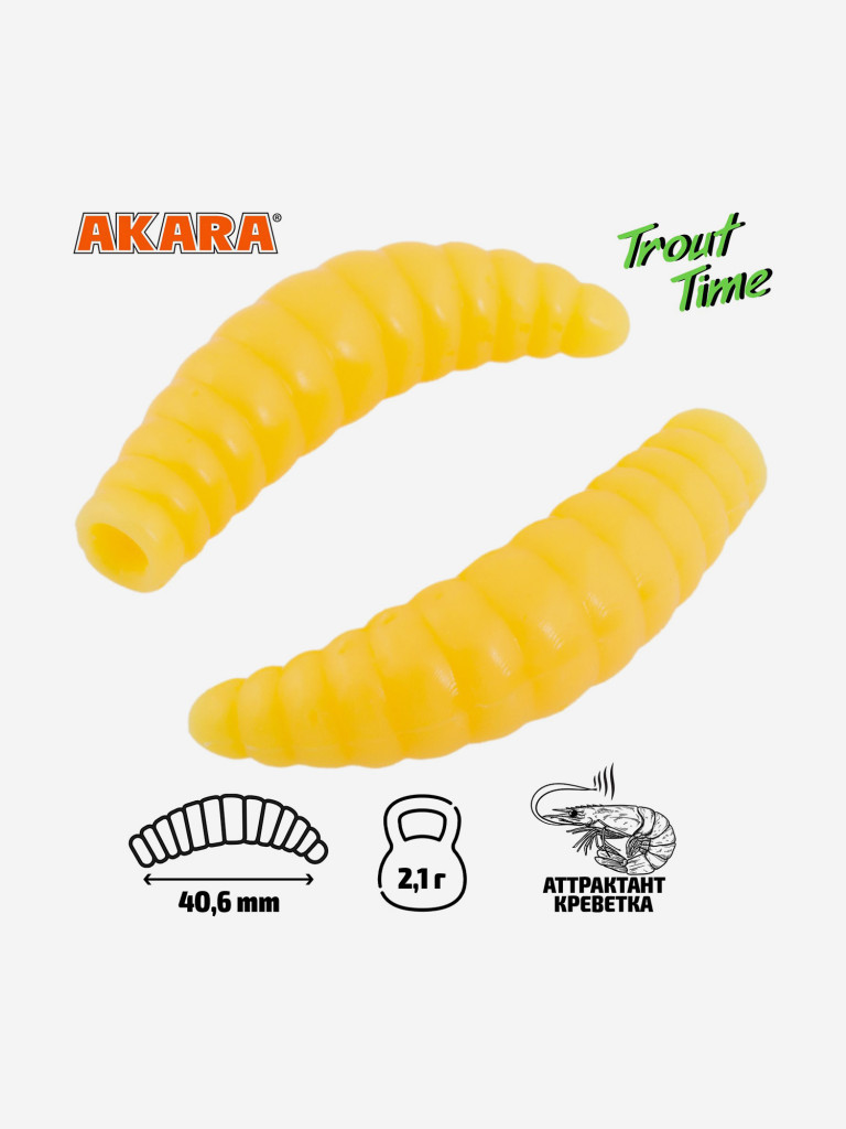 Силиконовая приманка Akara Trout Time MAGGOT 1,6 446, Shrimp (20 шт.)