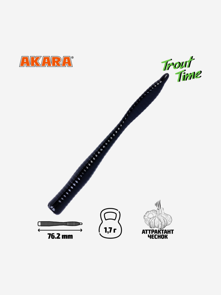 Силиконовая приманка Akara Trout Time WORM 3 422, Garlic (20 шт.)