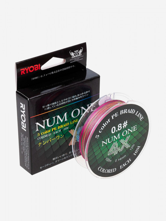 Шнур плетеный для рыбалки Ryobi NUM ONE PE4X, 100м, 0,148мм, 5,5кг, мультиколор