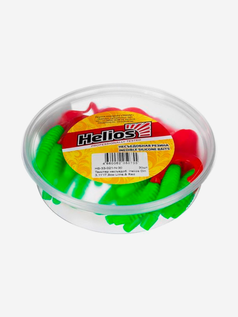Мягкая приманка Helios Din, 3,11'' / 7,9 см, Lime & Red, 30 шт (HS-33-021-N-30)