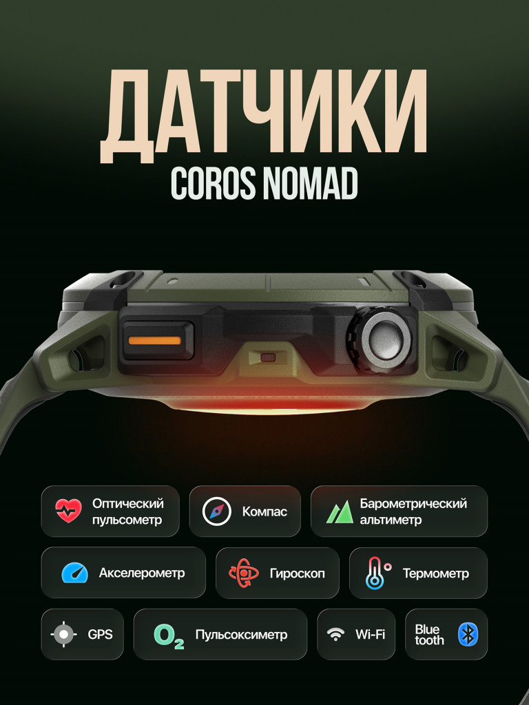 Спортивные GPS часы / смарт часы / COROS NOMAD GPS Watch - Green