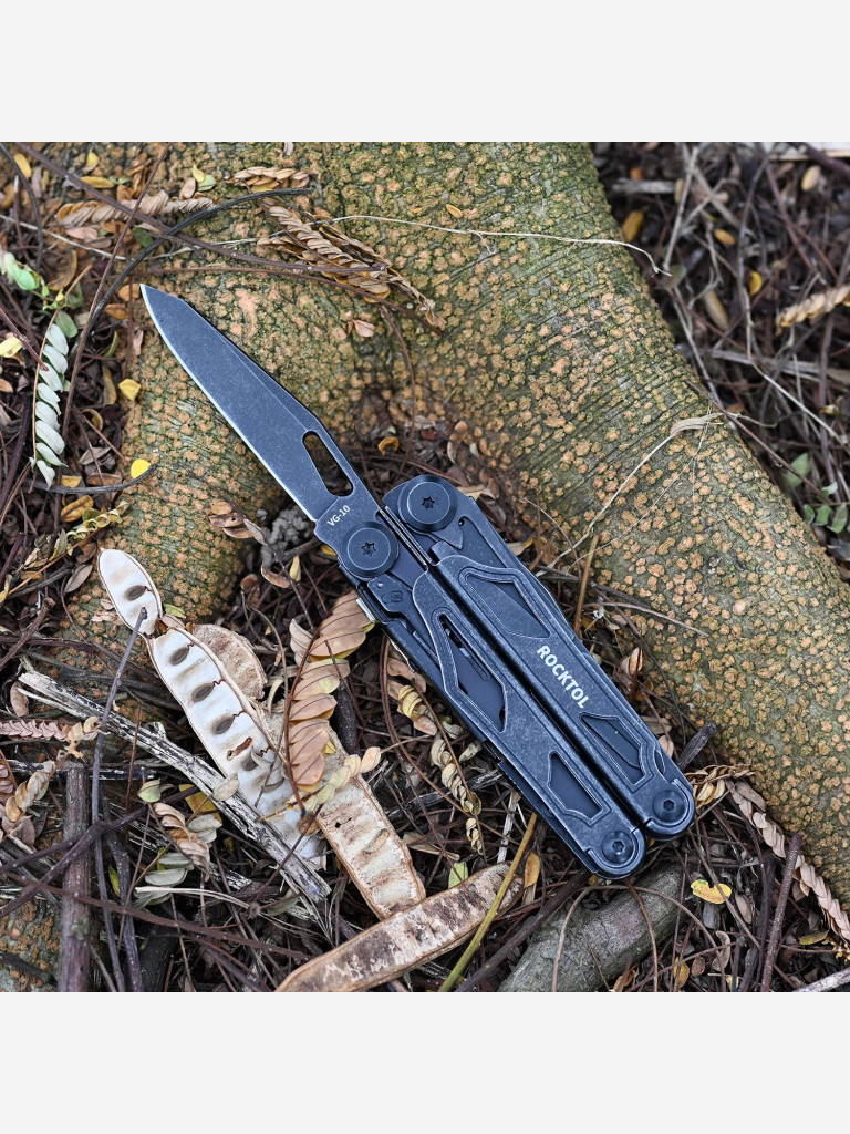 Мультитул Rocktol 29 в 1 со сменными резцами и пилой, черный