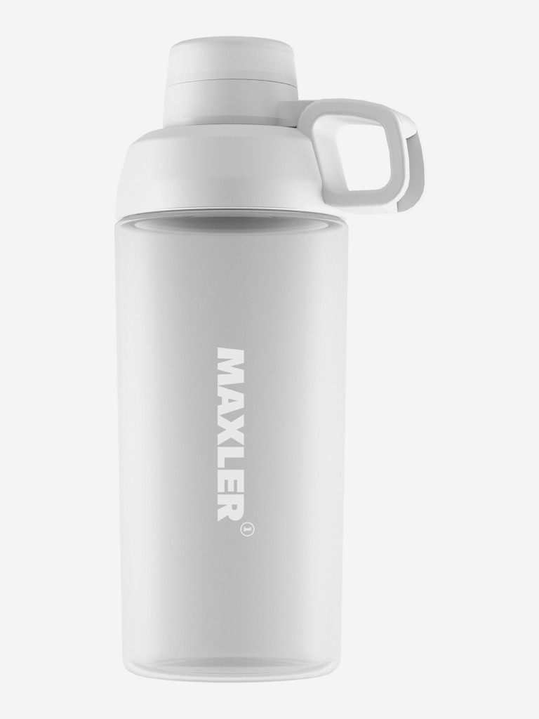 Бутылка для воды шейкер спортивный для протеина и спортивного питания Maxler, 600 мл, белый