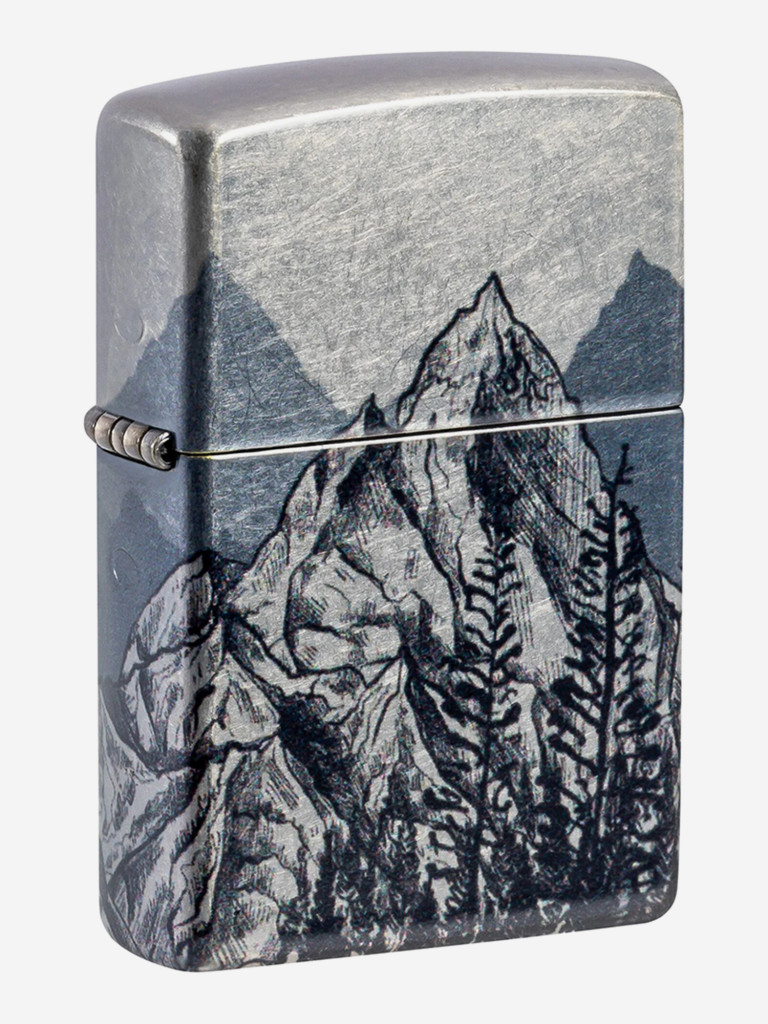 Зажигалка бензиновая ветроустойчивая Zippo Mountain Sketch 540 Tumbled Chrome